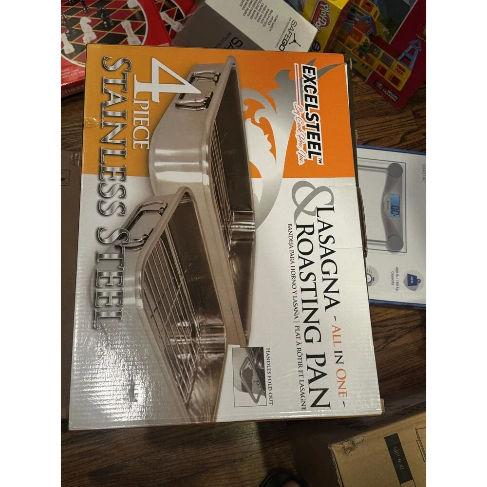 Excel Steel 4-Piece Stainless Steel Lasagna & Roasting Pan Set (NEW)